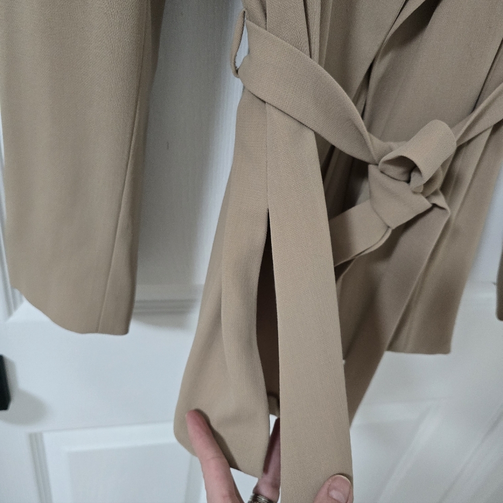 Max Mara Talento Tan Wool Belted Blazer Size 8 - Picture 3 of 10